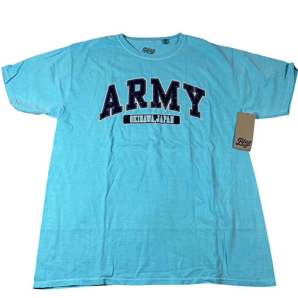 Blue 84 Mens Army Okinawa Japan Graphic T-Shirt Light Blue Large NWT